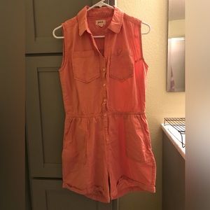 Pact Romper Salmon Pink 100% Organic Cotton